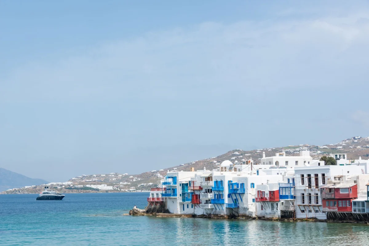Breathtaking view of Mykonos town and waterfront