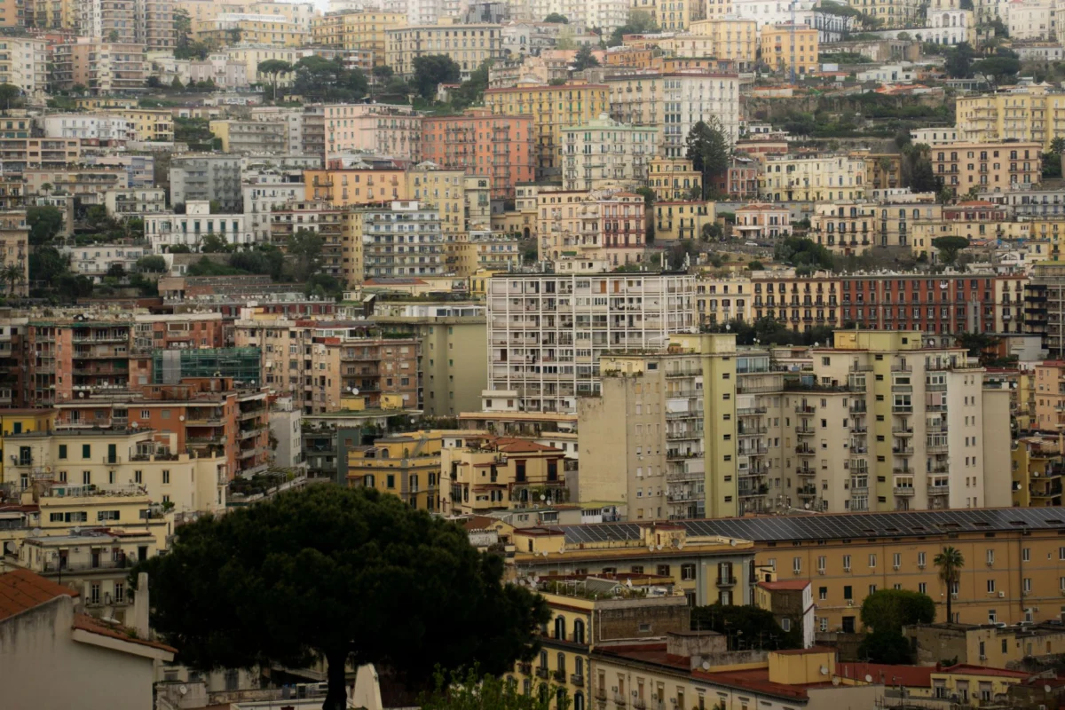 Scenic view of Naples city skyline with Mount Vesuvius