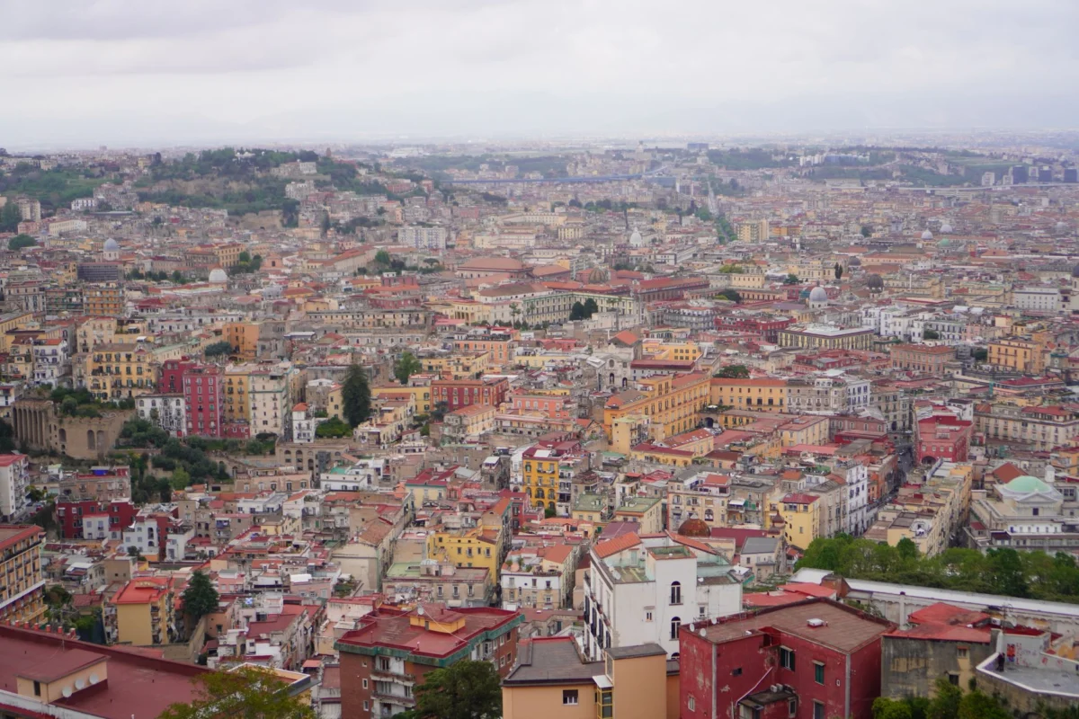 Romantic view of Naples skyline at sunset