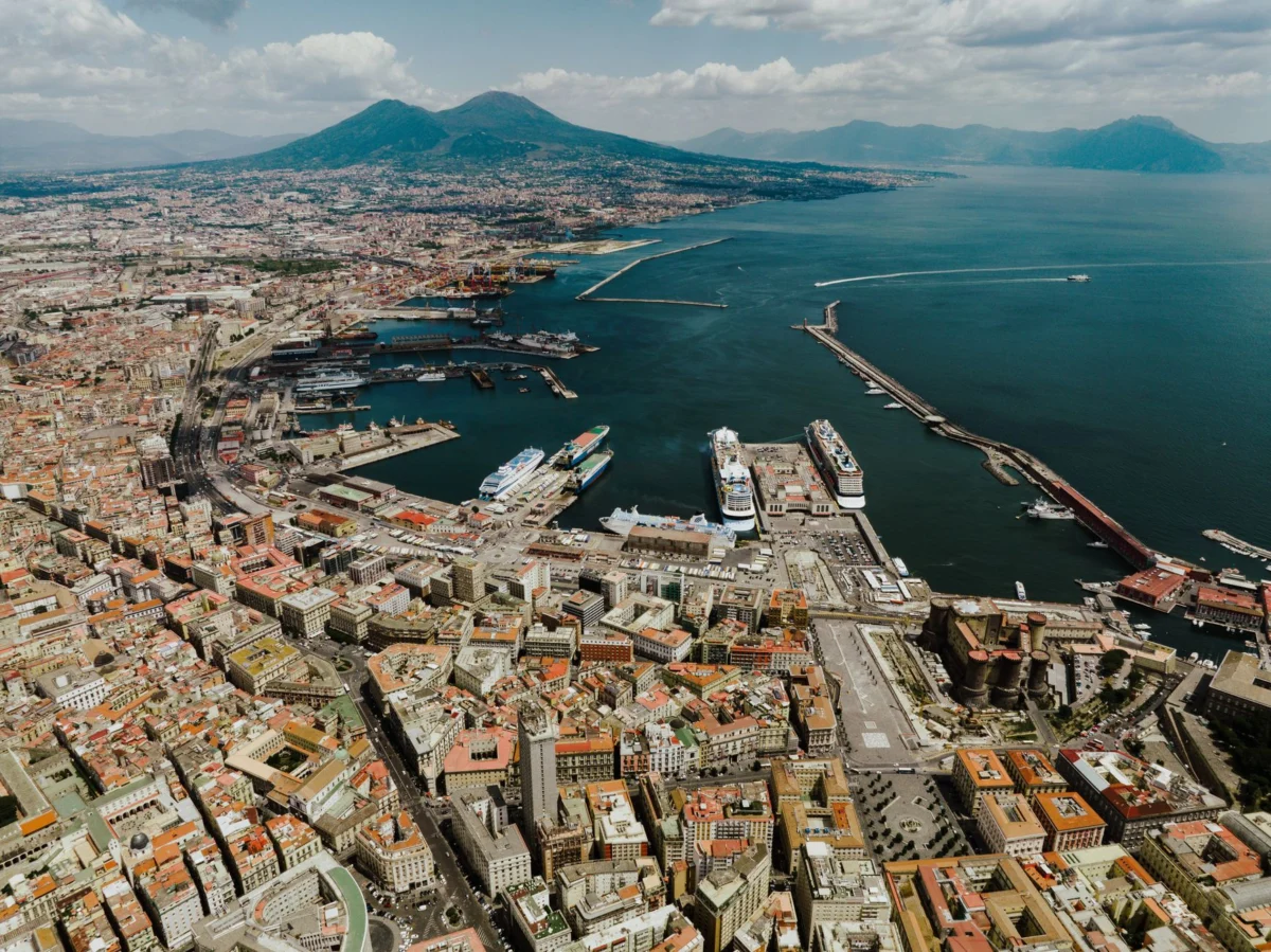 View of Naples skyline with historic landmarks