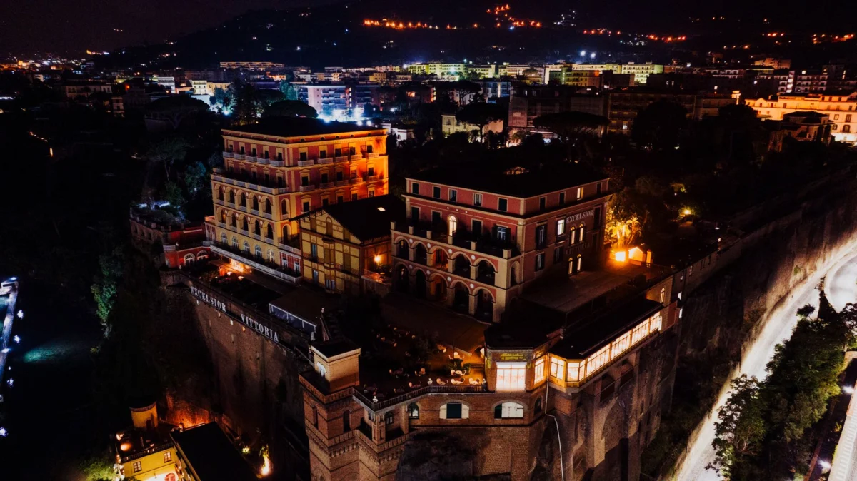 A romantic hotel terrace overlooking the sea in Naples