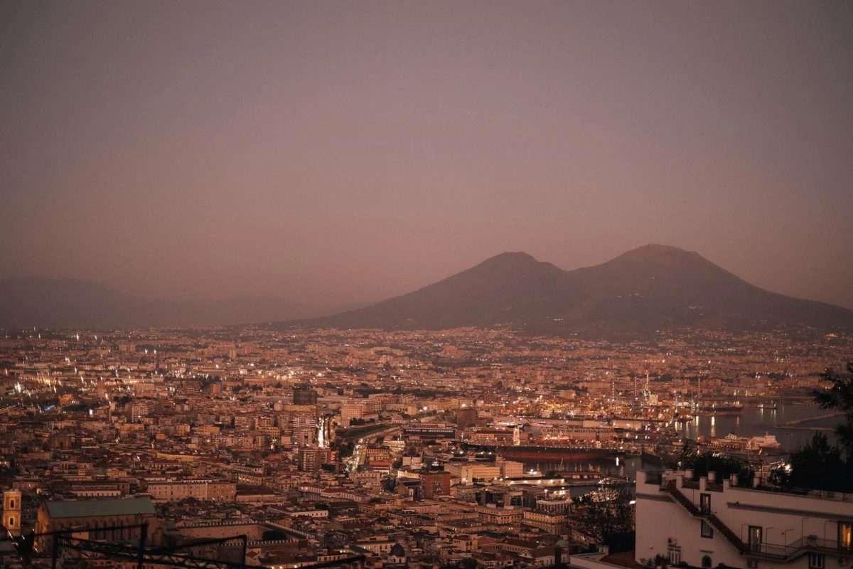 Scenic view of Naples skyline at sunset