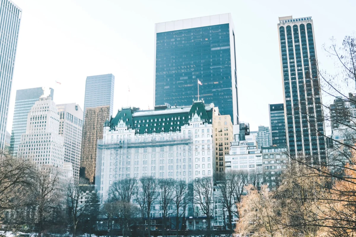 View of a luxurious hotel near Central Park, New York
