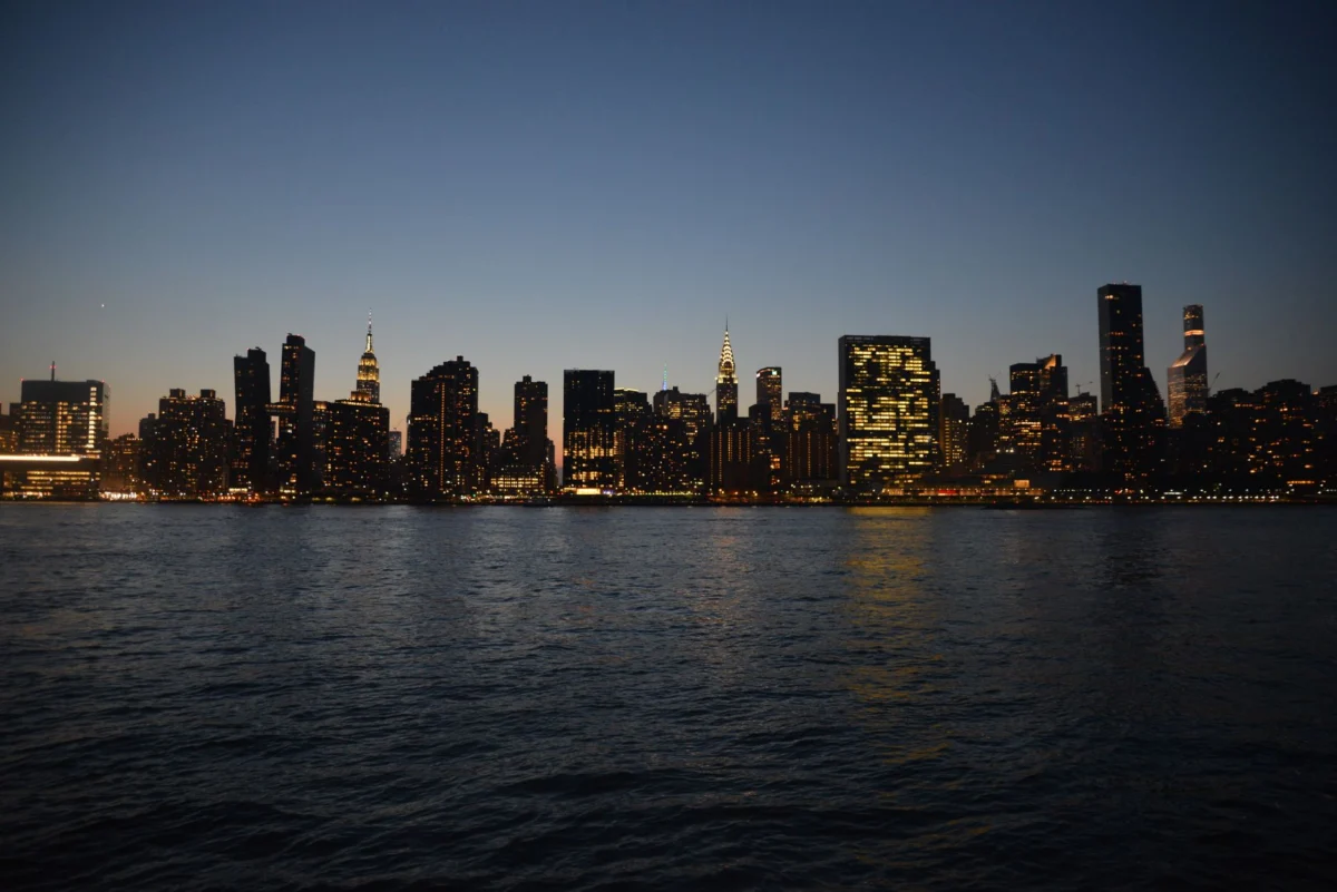 New York skyline at dusk, perfect for a romantic weekend