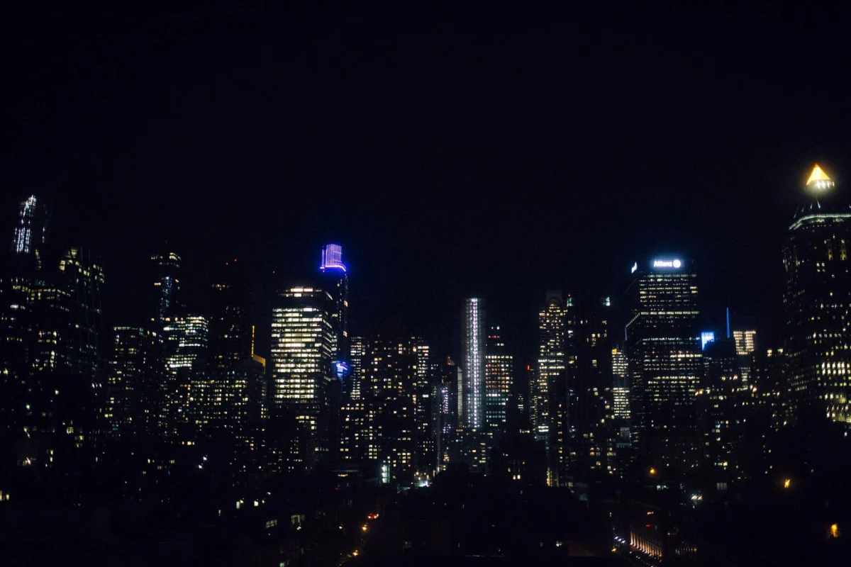 Romantic view of New York skyline at night