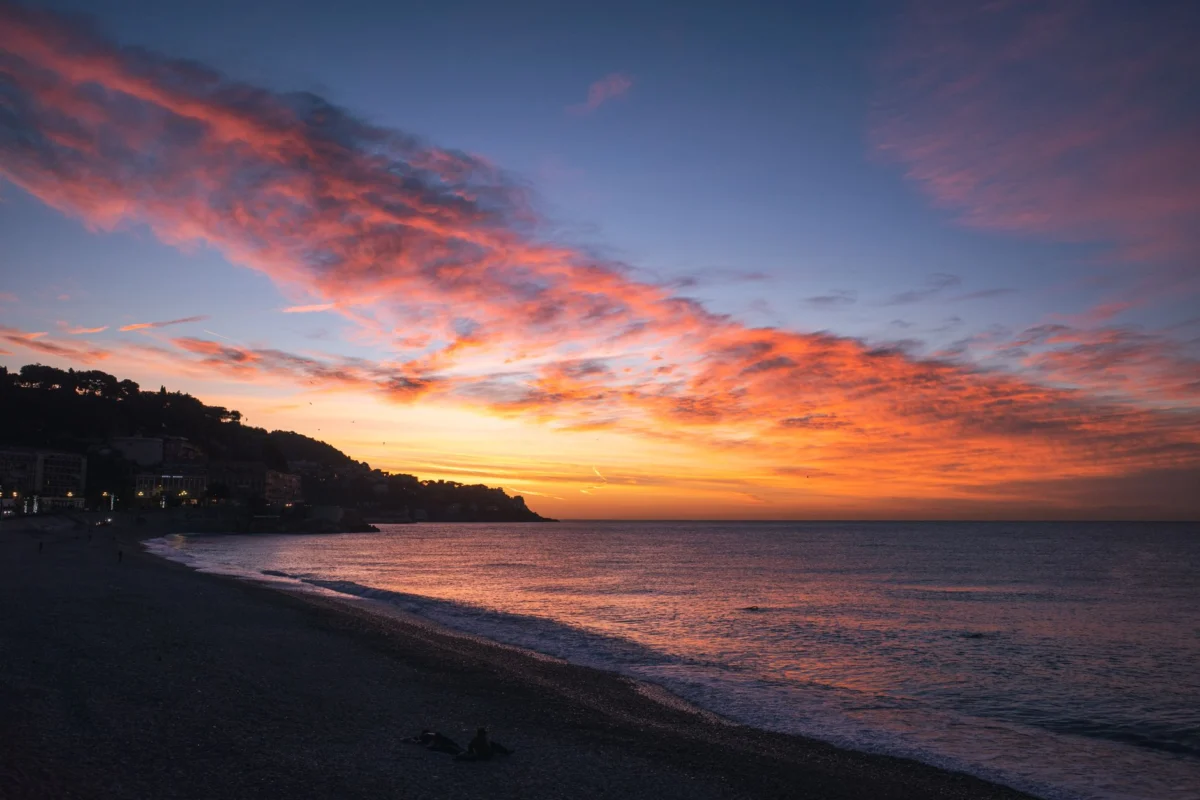 Sunset view over the coastline of Nice, capturing its romantic allure