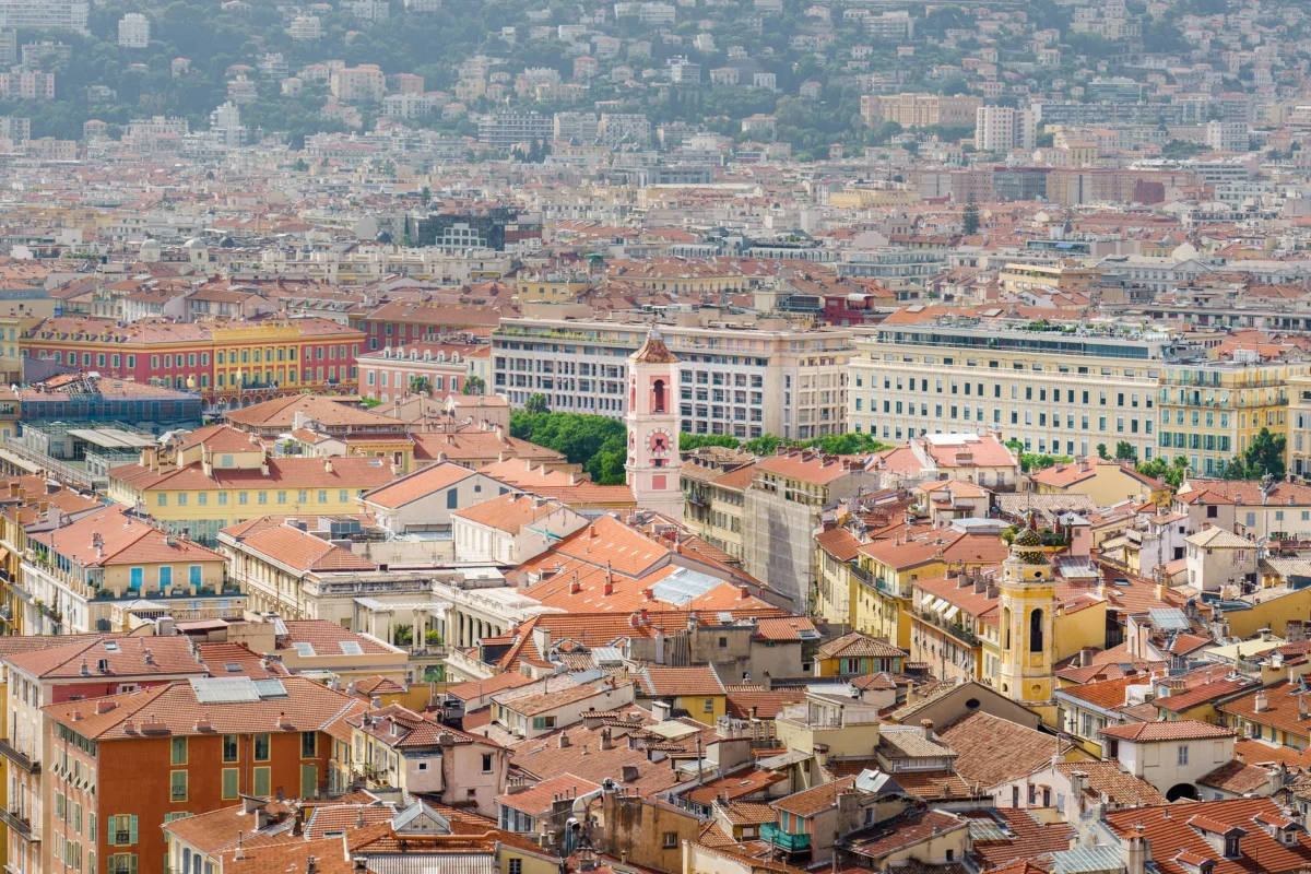 Panoramic view of old town Nice with historic charm