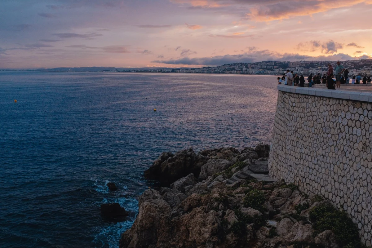 Promenade des Anglais in Nice during sunset