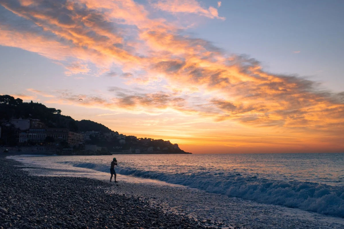 Scenic sunset view over the Nice waterfront
