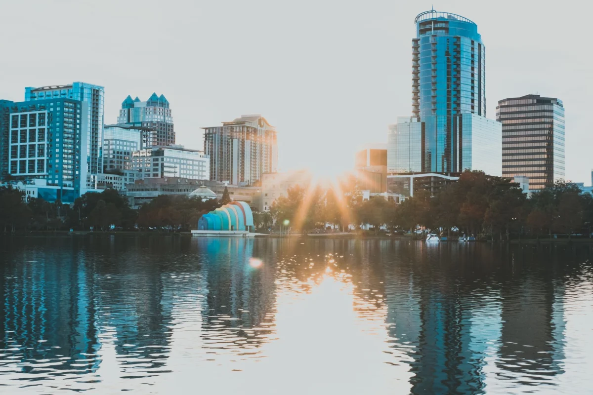 A panoramic view of Orlando's bustling skyline showcasing modern architecture