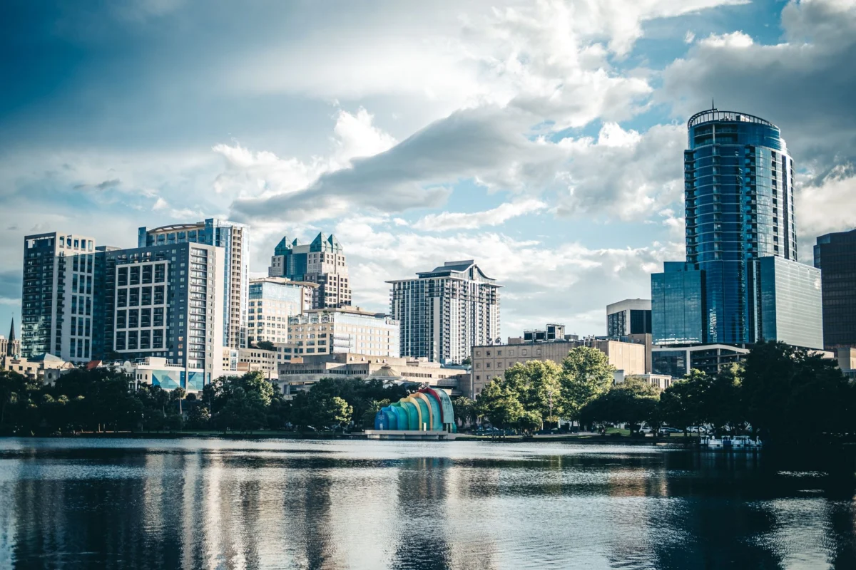 Orlando skyline at sunset with romantic lighting