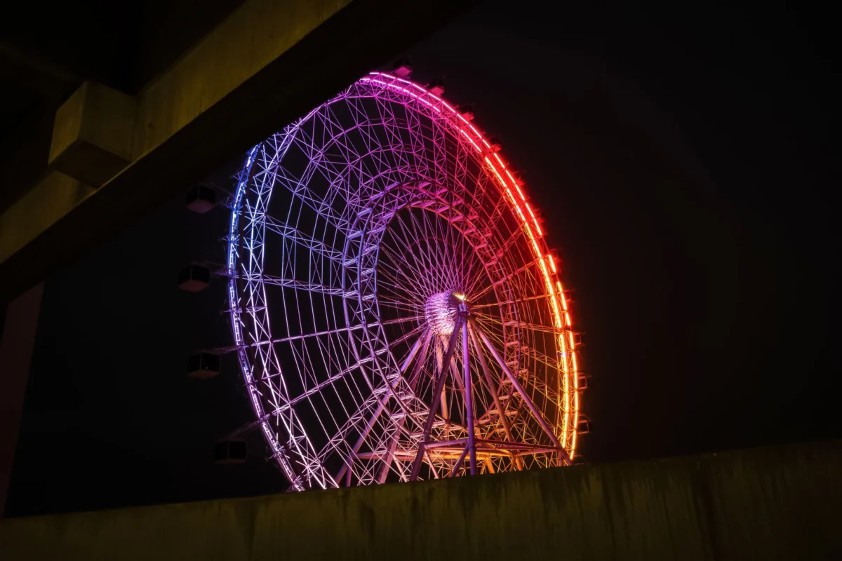 Orlando skyline illuminated at night, capturing the vibrant city nightlife