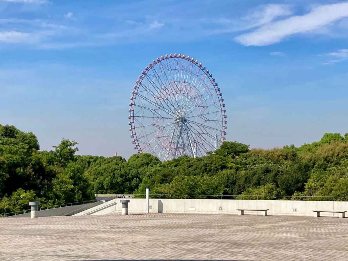 View of Osaka skyline with family-friendly attractions