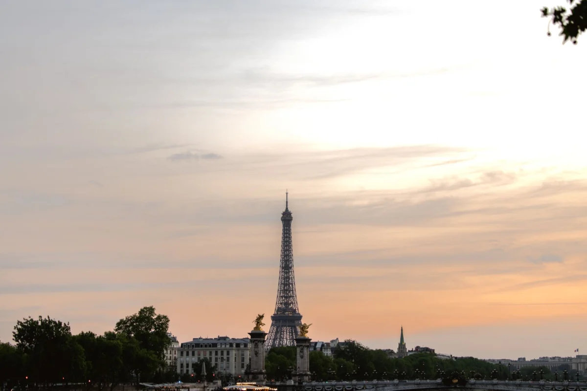 Sunset view over Paris featuring the Eiffel Tower