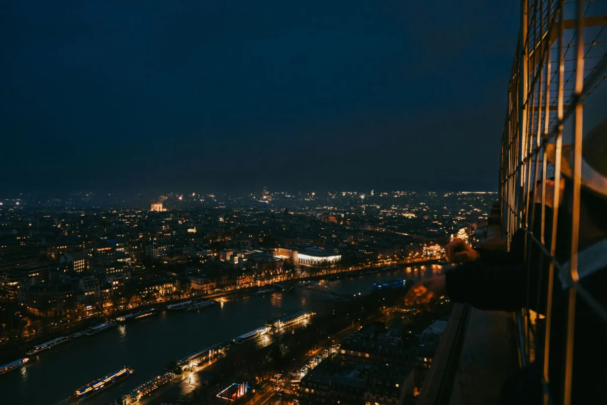 Eiffel Tower at sunset over the Seine River in Paris