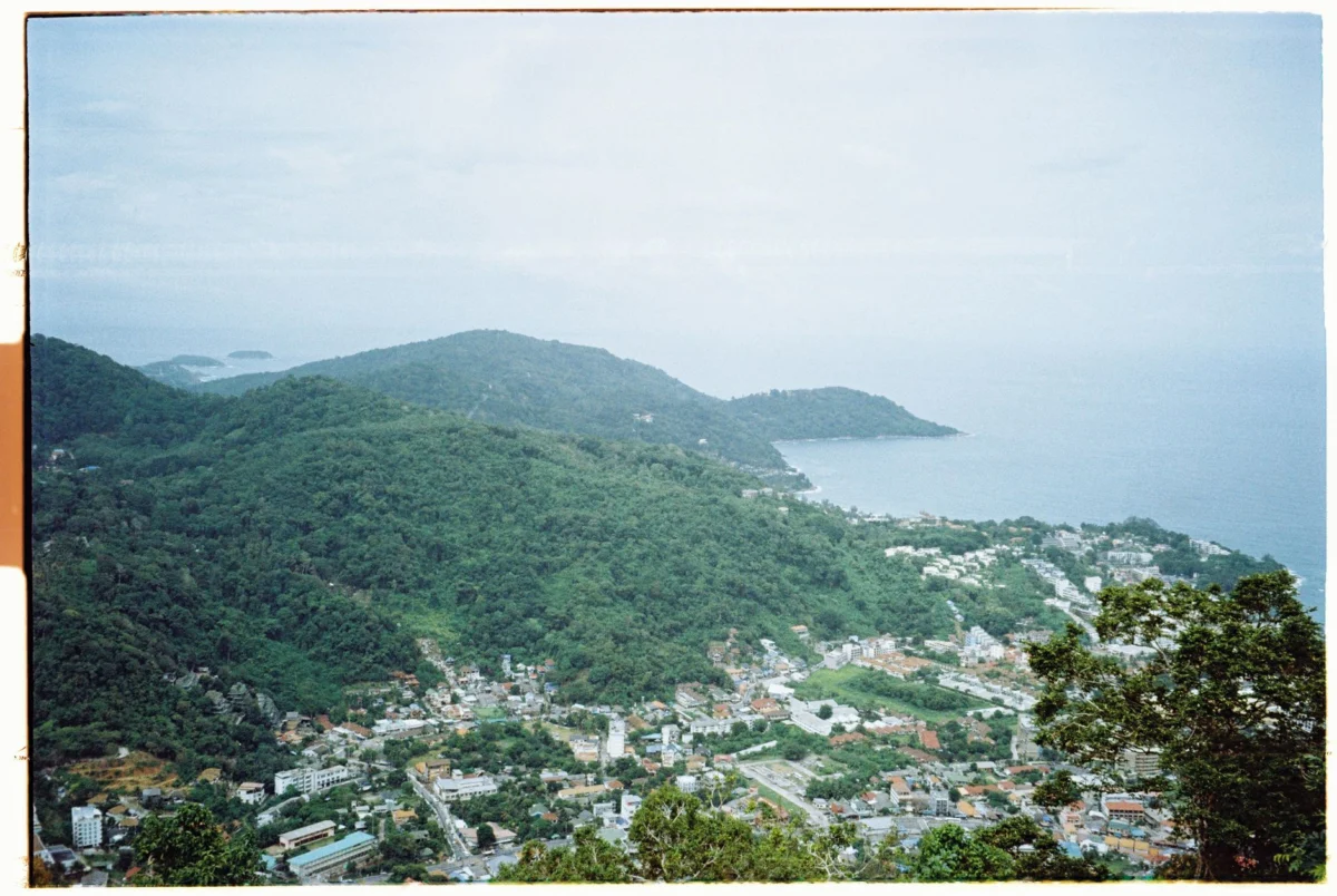 Romantic view of Phuket's charming old town skyline