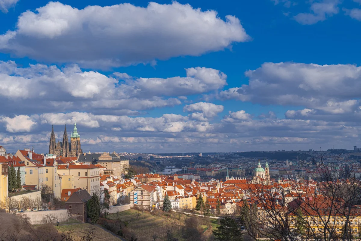 Stunning view of Prague's skyline with its historic castle