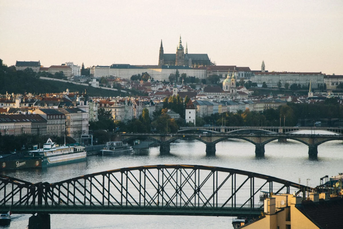 Panoramic view of Prague's castles and cityscape