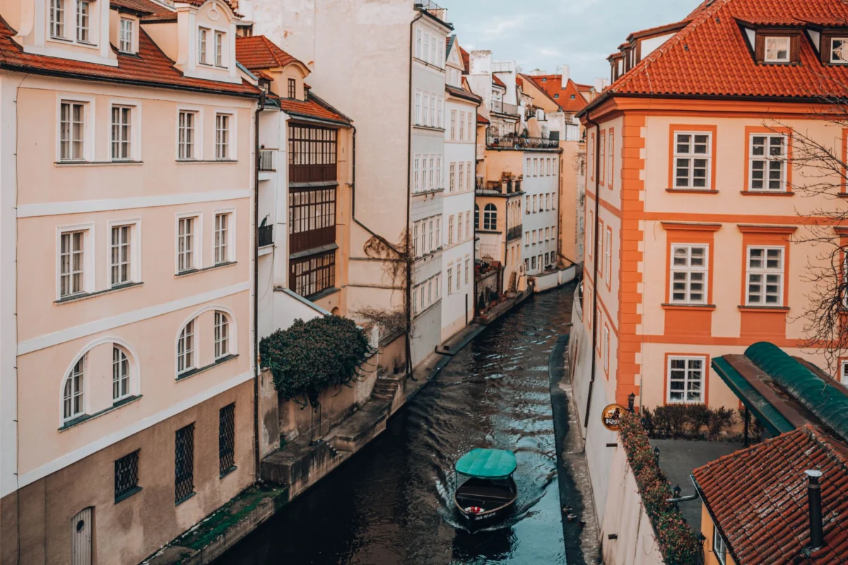 Romantic view of Prague old town at dusk