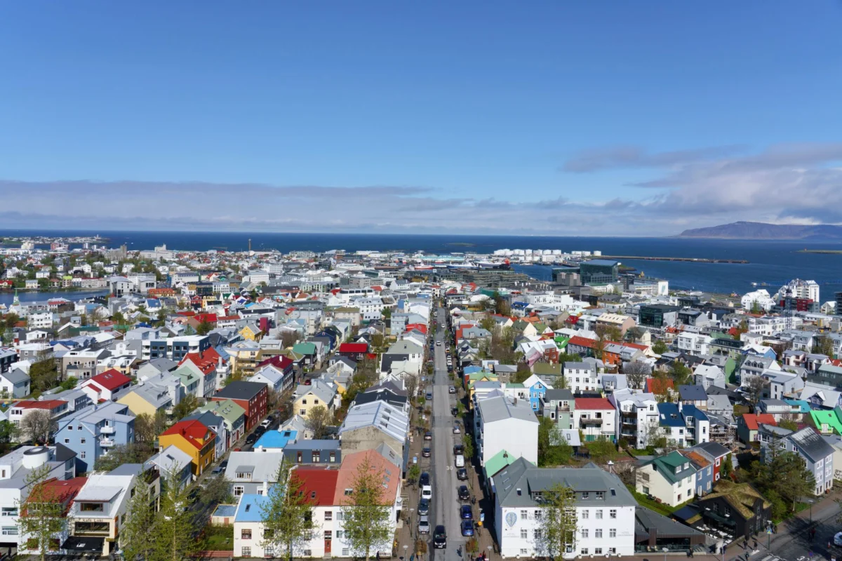 Scenic view of Reykjavik skyline with iconic landmarks