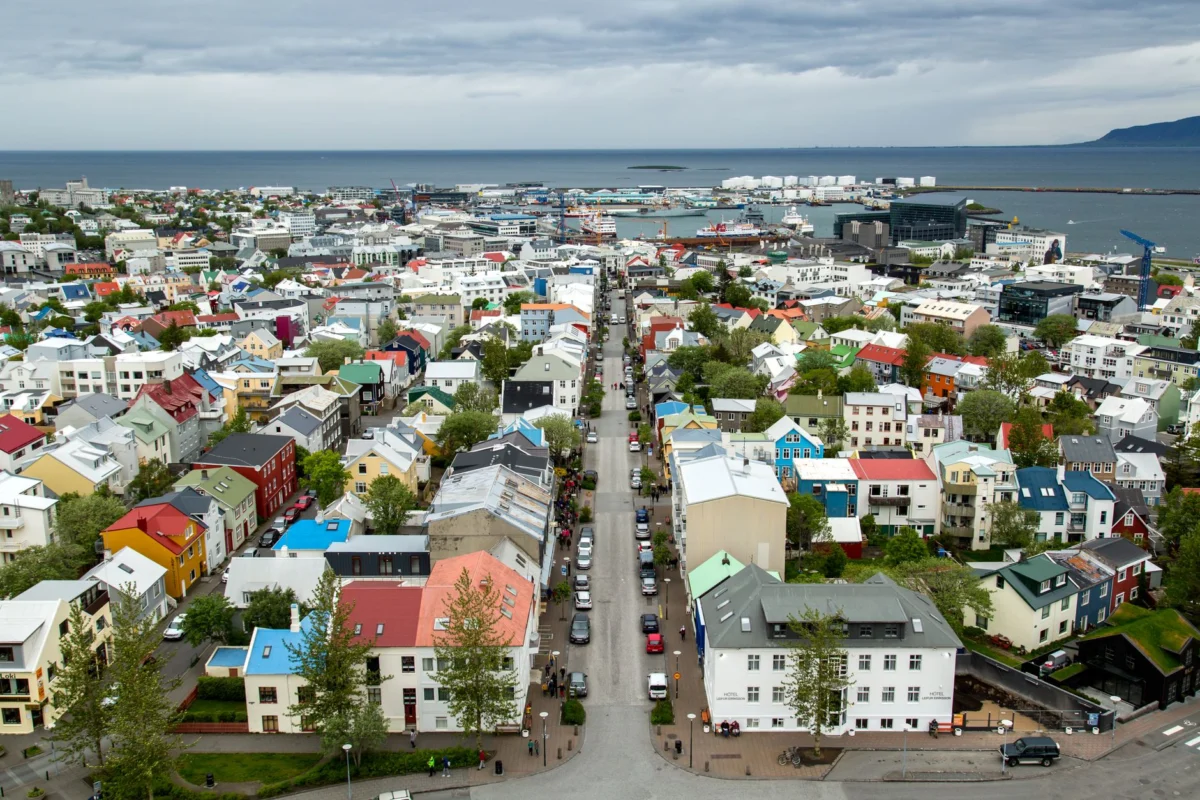 View of colorful houses in Reykjavik highlighting local architecture
