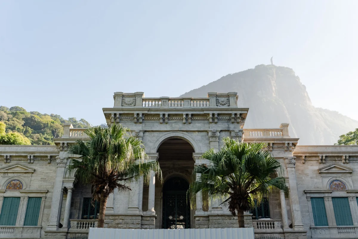 Historic architecture in Rio de Janeiro with lush surroundings