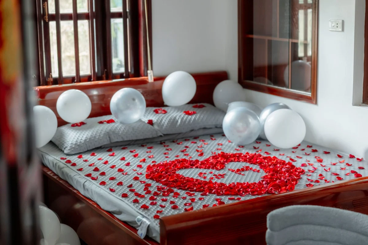 Luxurious romantic hotel room in Bali with scenic view