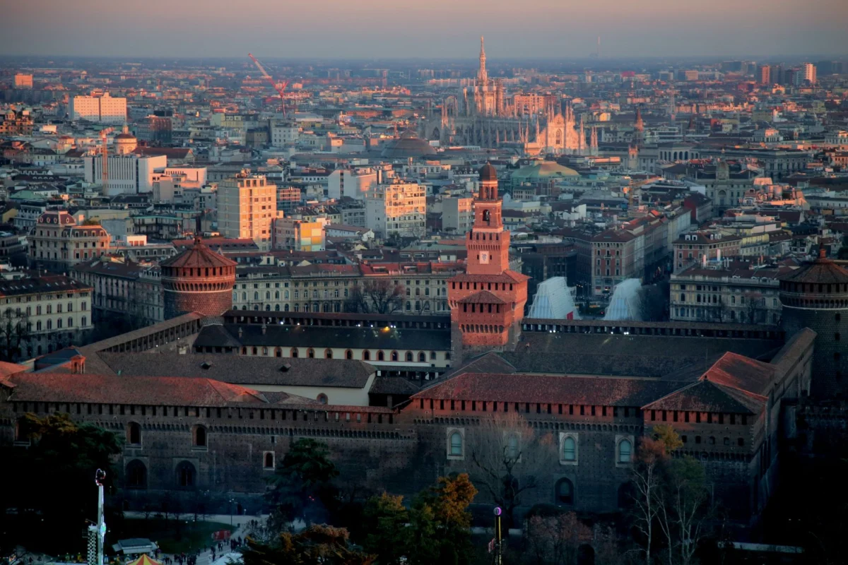 Milan's picturesque skyline at sunset