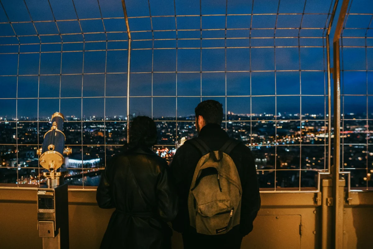 Romantic view of Paris skyline with iconic landmarks