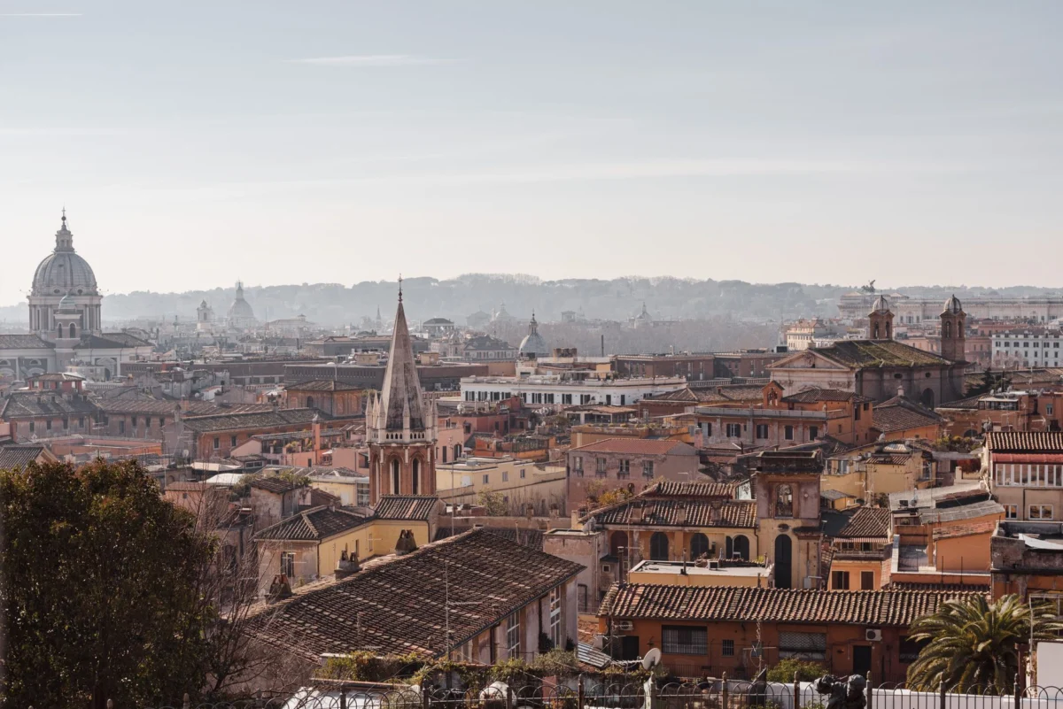 View of Rome's skyline highlighting the art district