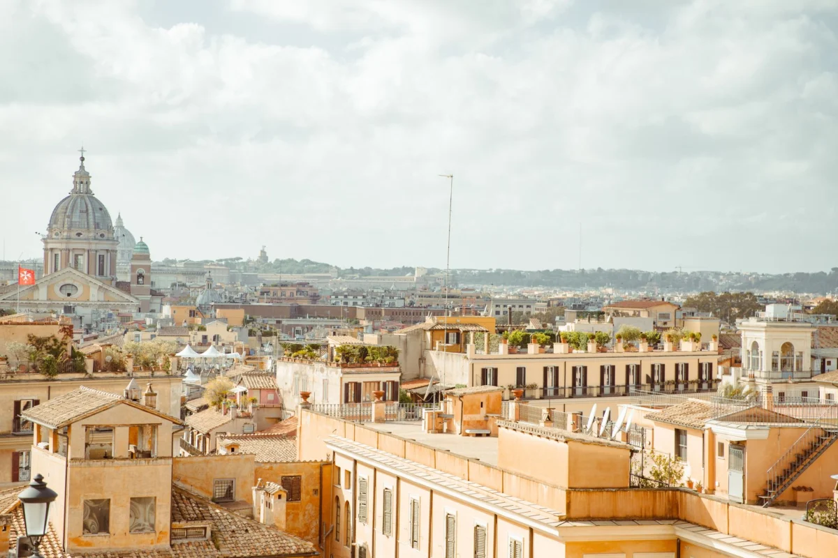 Scenic cityscape of Rome with iconic landmarks