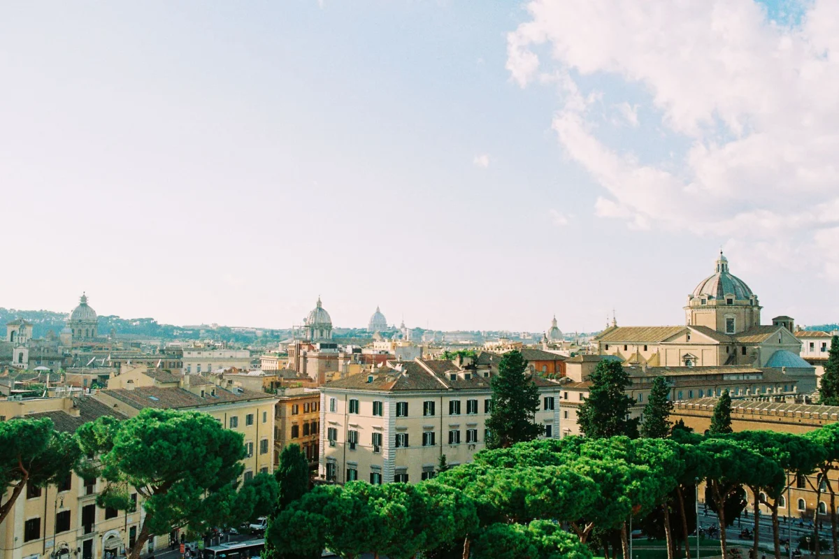View of Rome's iconic skyline with historic landmarks