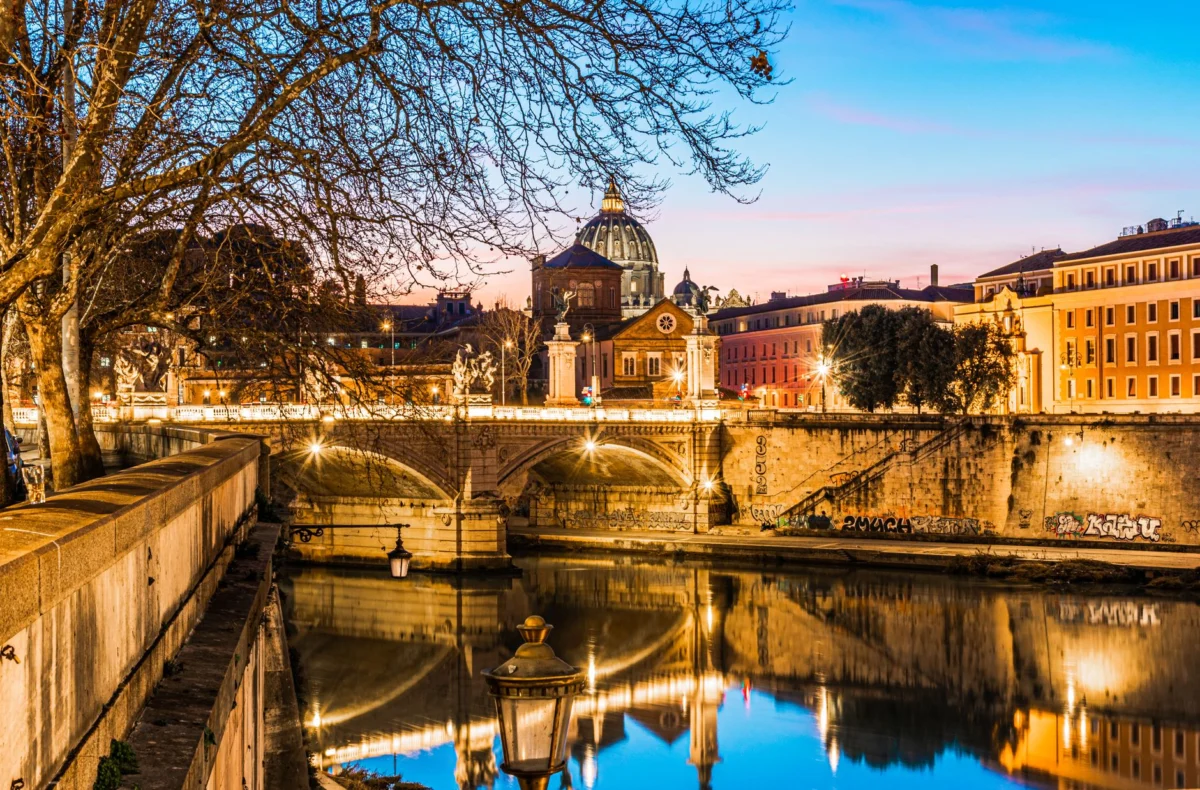 Stunning evening view of Rome with historical landmarks