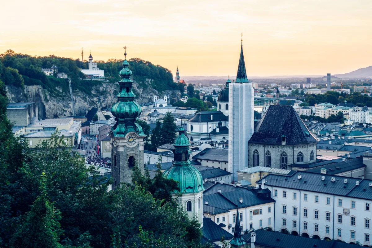 Salzburg skyline featuring historic architecture and mountains
