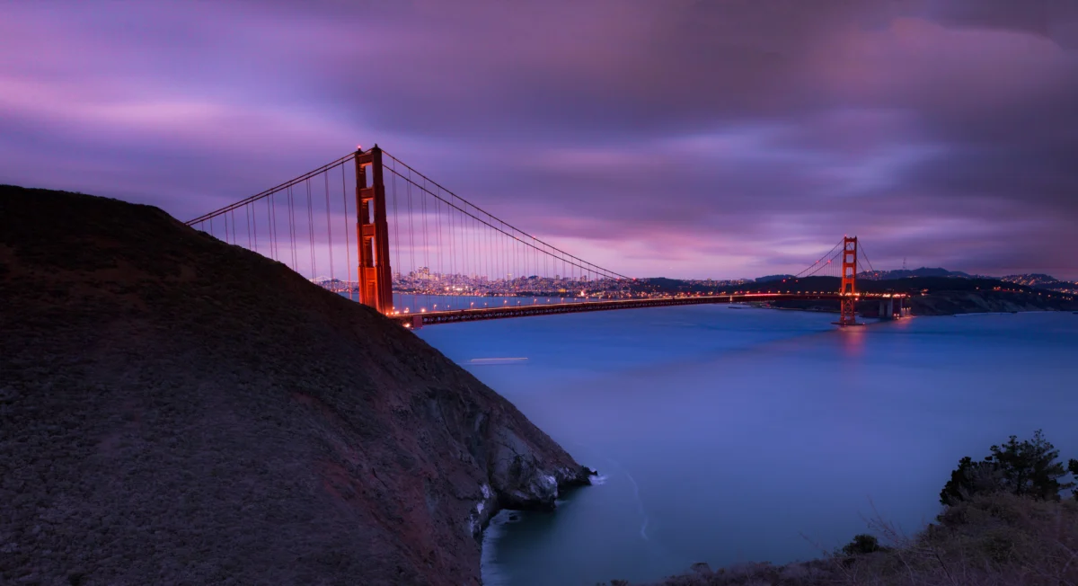 San Francisco Golden Gate Bridge during sunset
