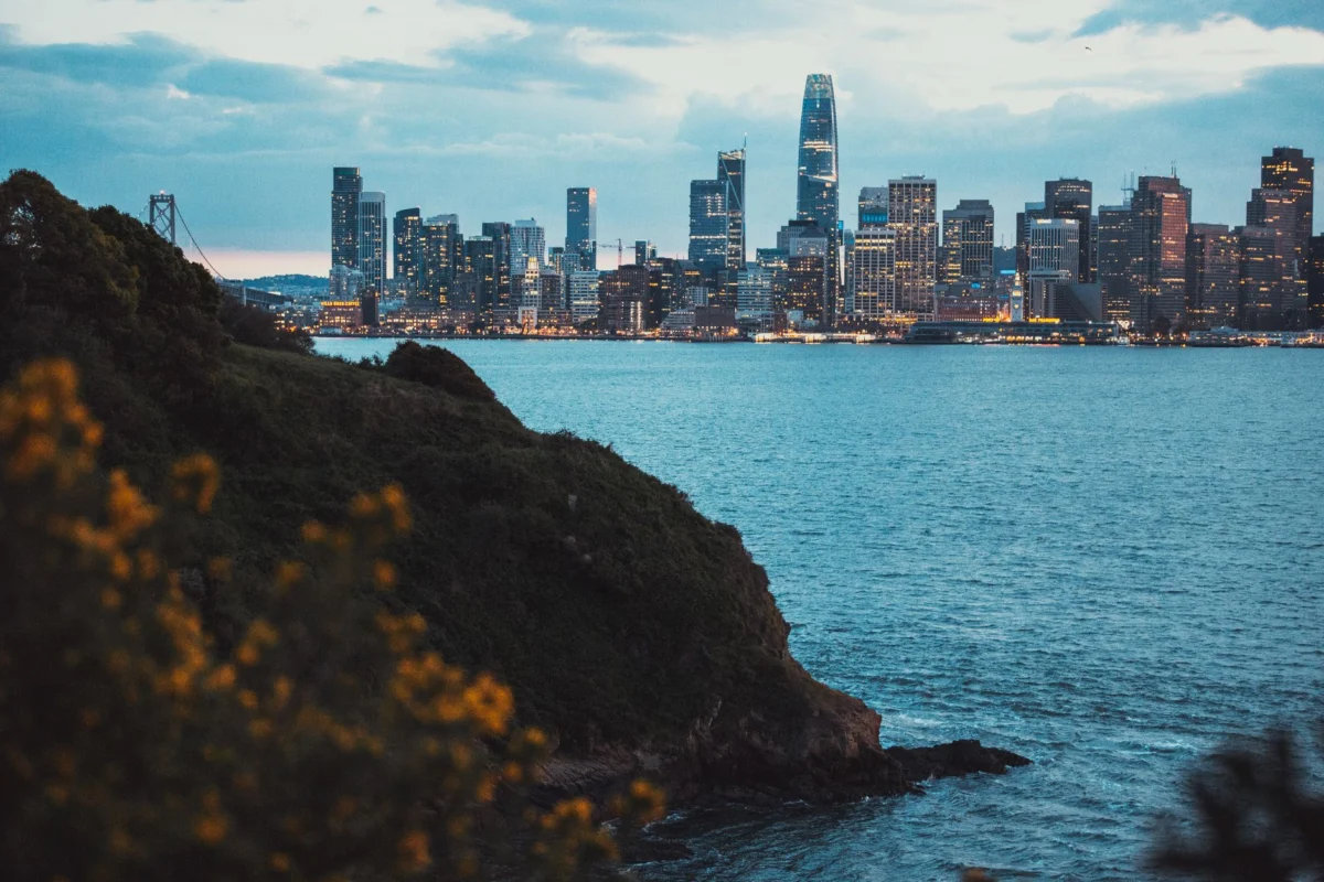 Sunset view of San Francisco skyline, ideal for a romantic stay