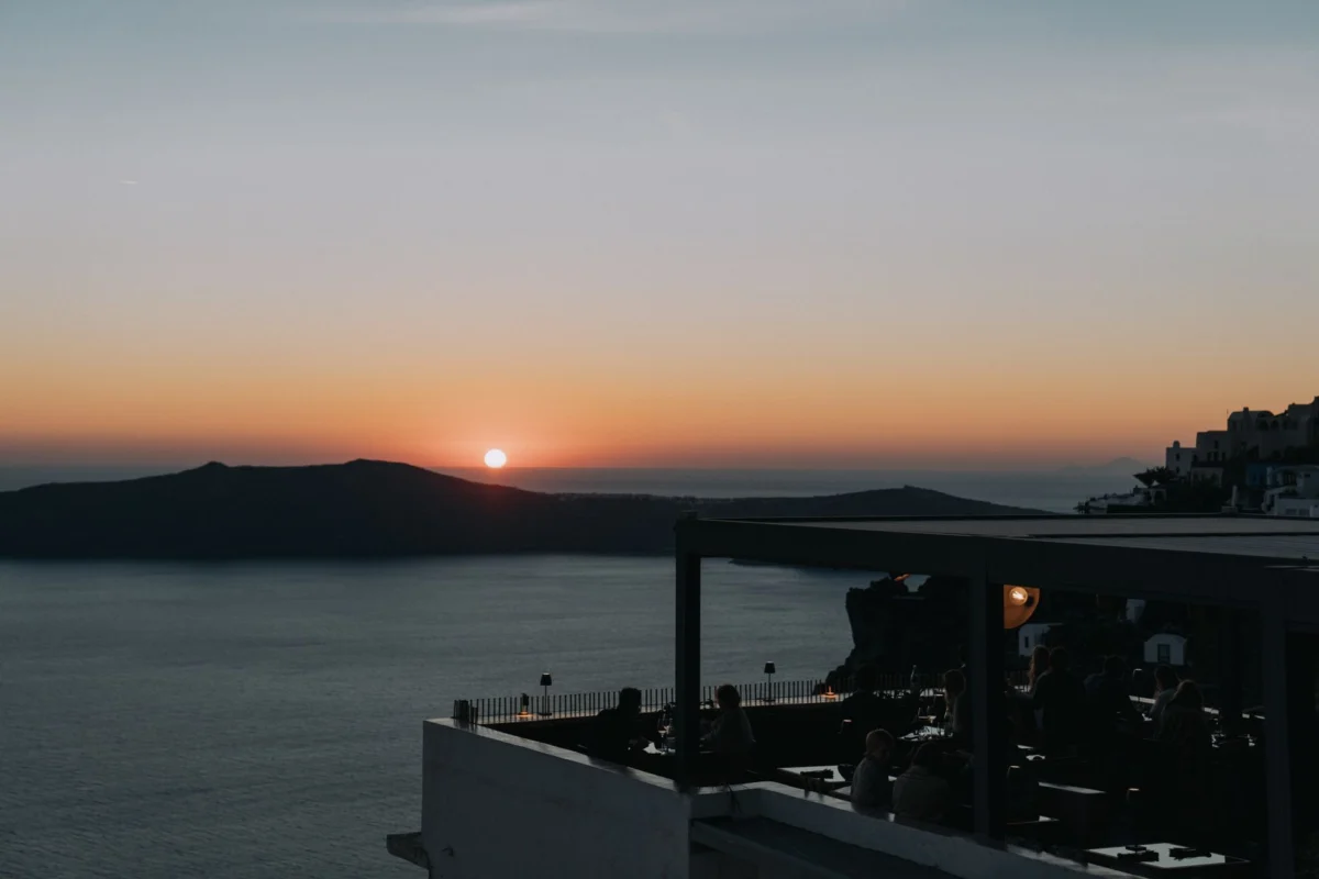 Breathtaking sunset view over Santorini's caldera