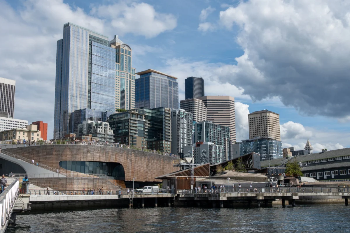 Sunset view of Seattle's skyline from the waterfront
