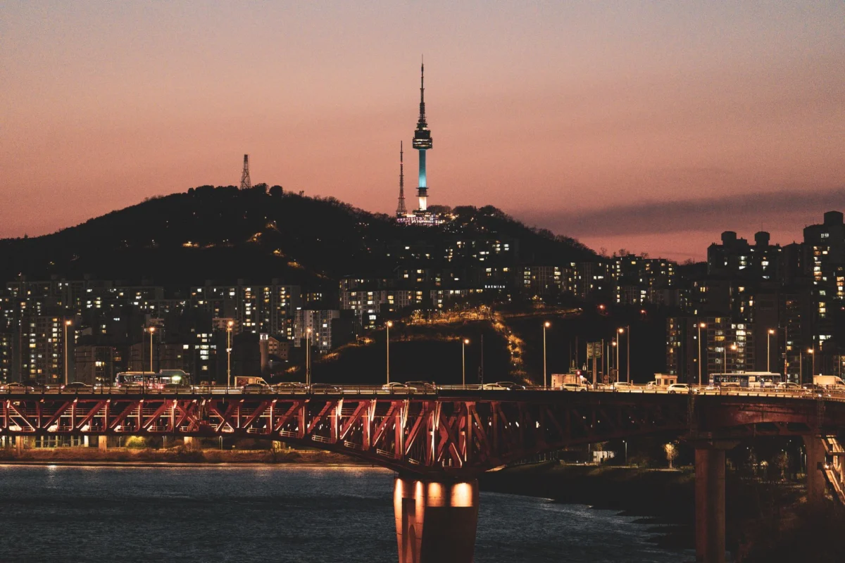 Romantic evening view of Seoul with Namsan Tower in the backdrop