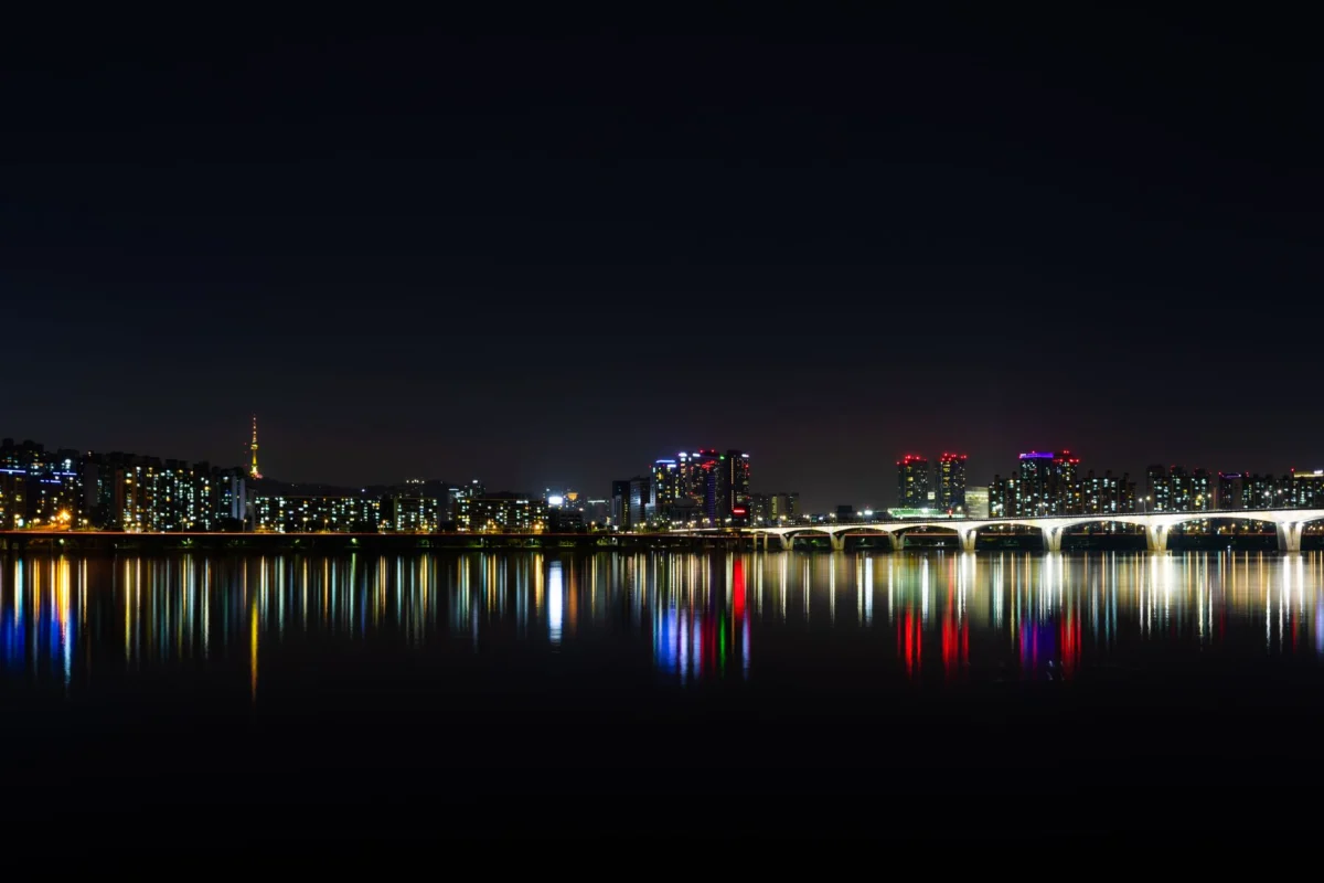 A breathtaking view of the Seoul skyline with iconic landmarks