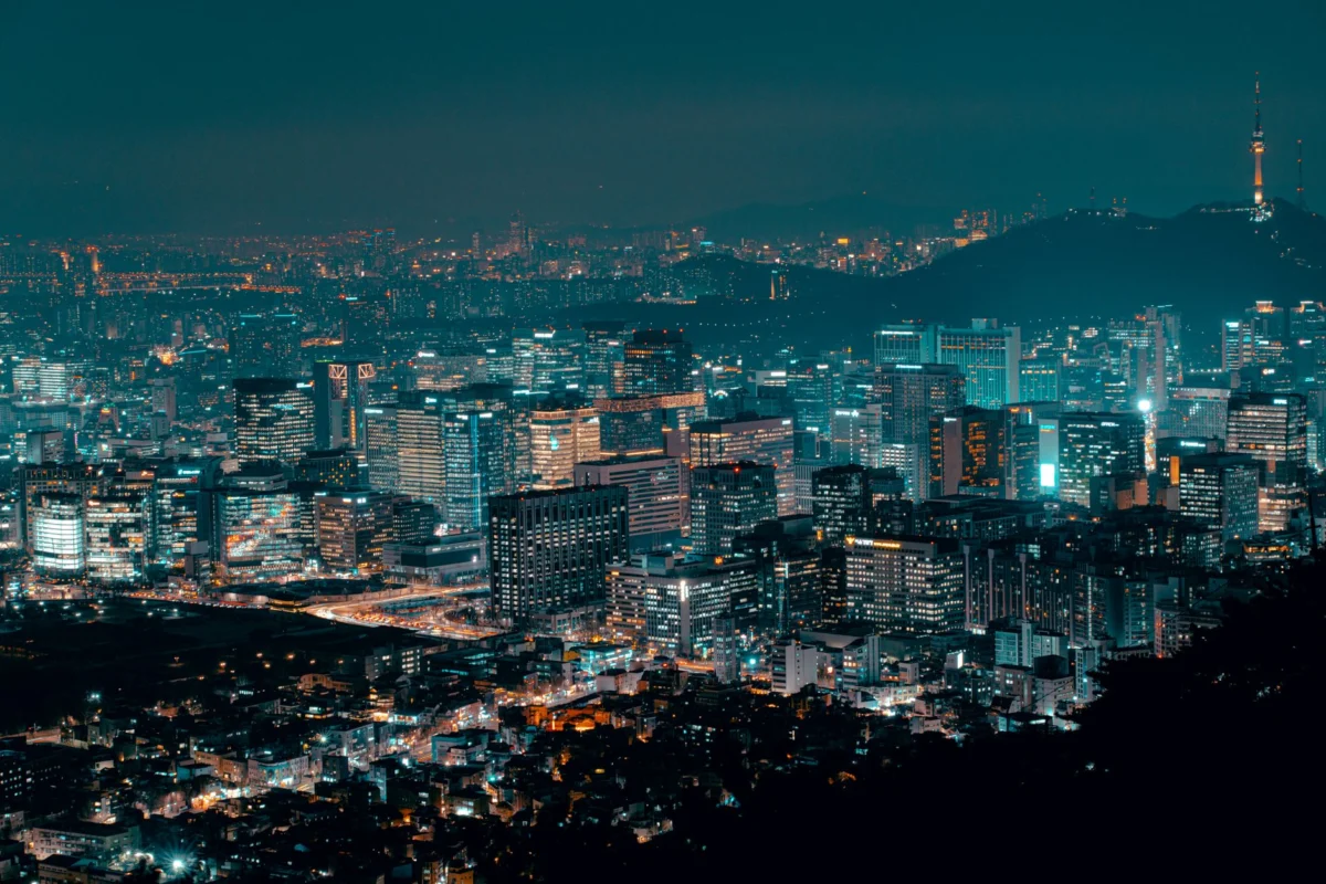 Dazzling night view of Seoul's skyline featuring iconic landmarks
