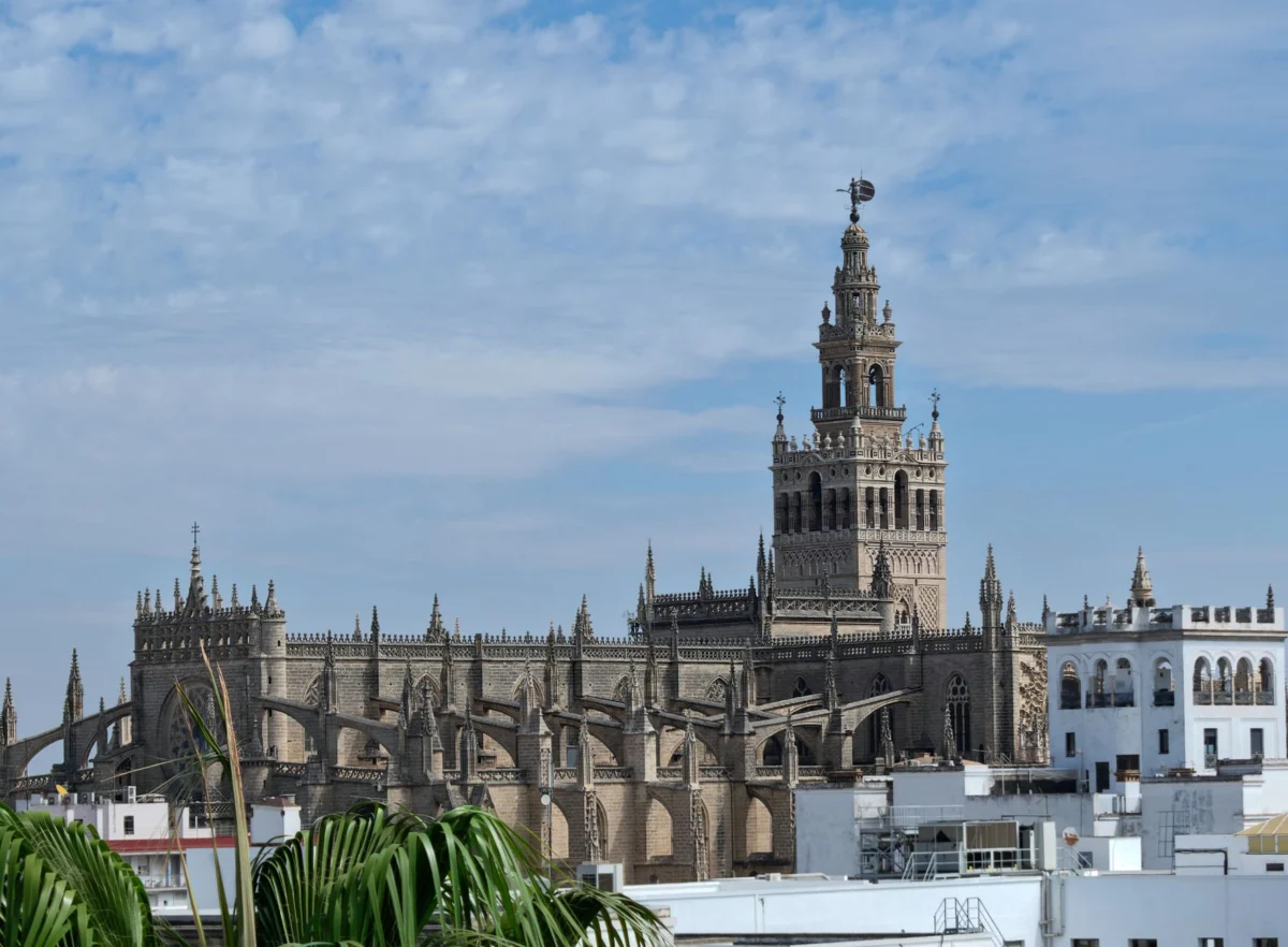 Seville Cathedral view at sunset, capturing Seville's charm