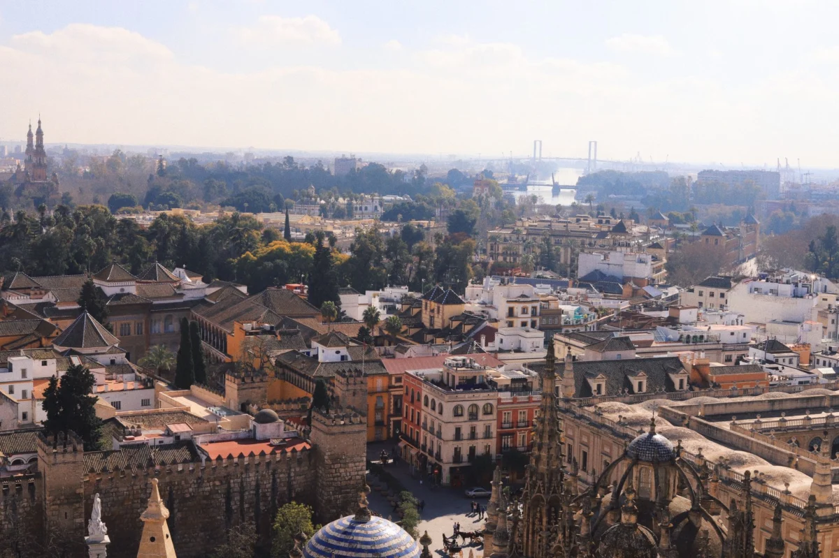 Panoramic view of Seville's historic cathedral and city skyline