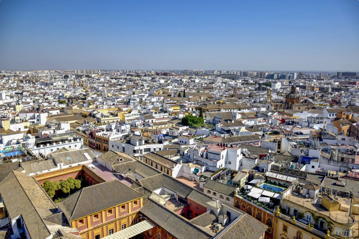 Romantic view of Seville skyline at dusk for food lovers