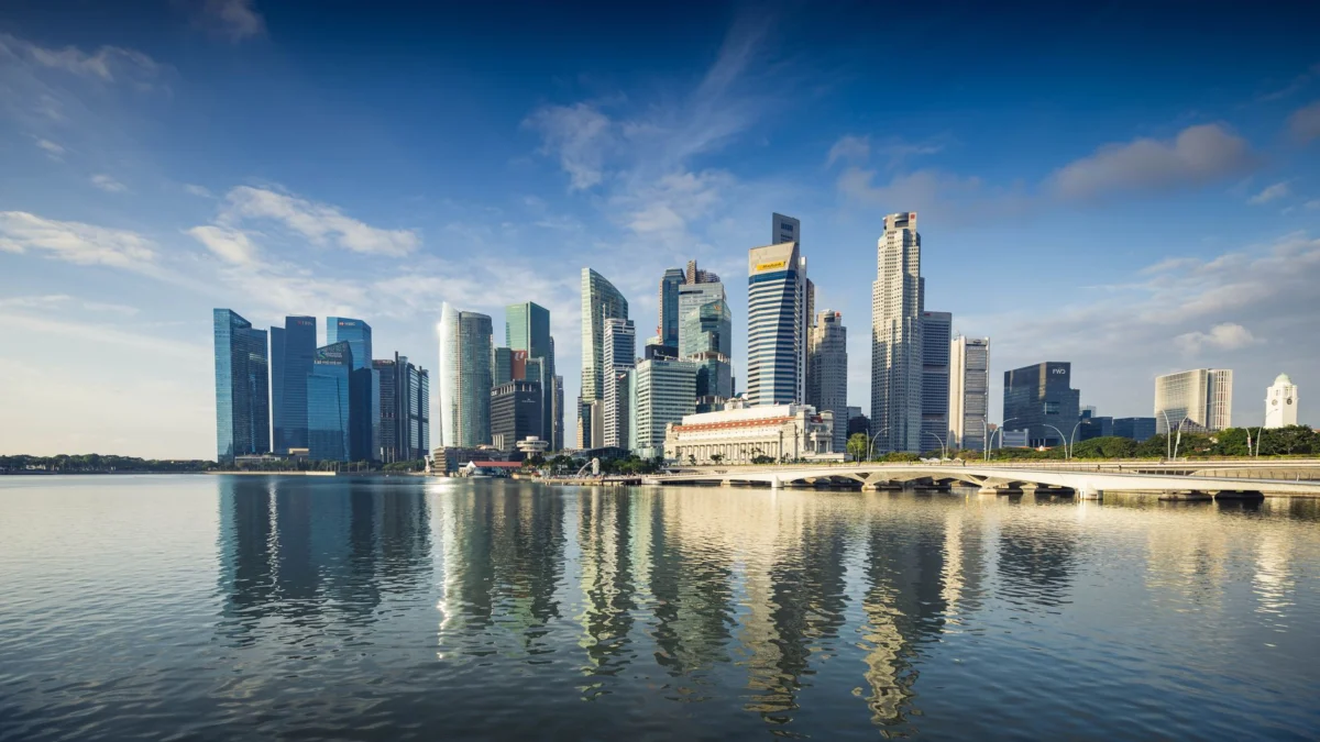 Iconic view of Singapore's Marina Bay Skyline