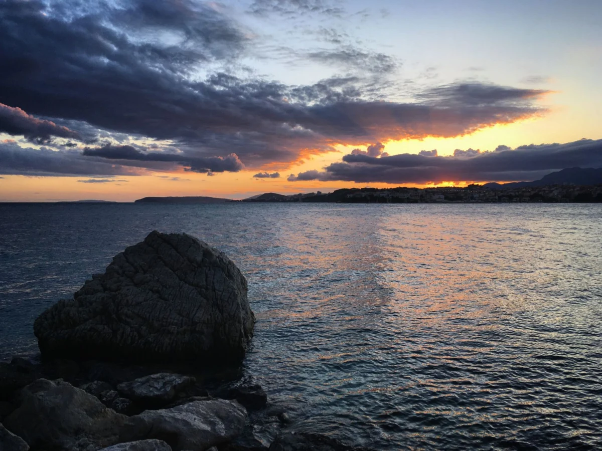 Romantic Split sunset view over the Adriatic Sea