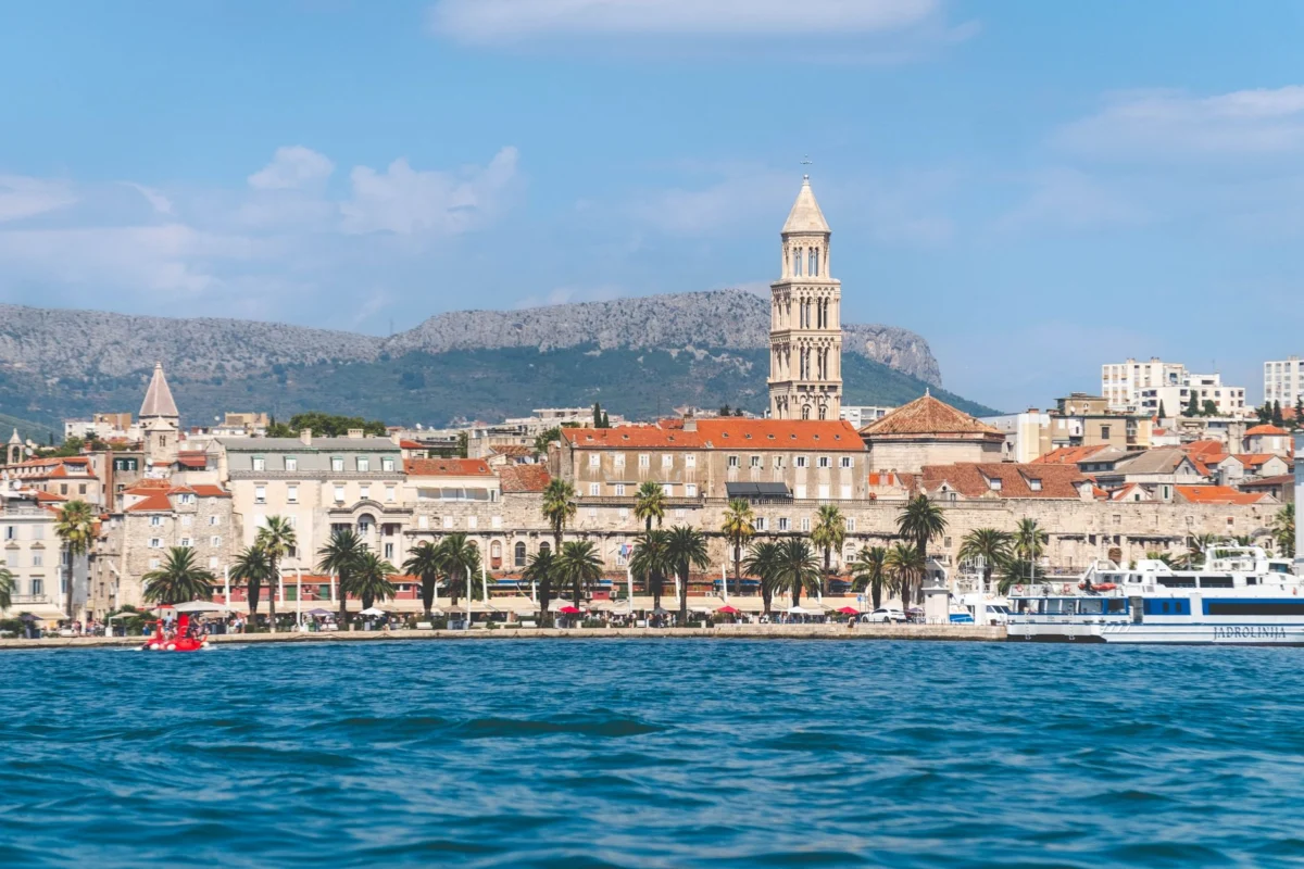 Scenic view of Split's waterfront skyline at sunset