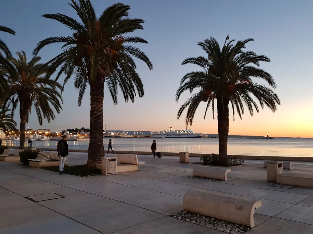 The Split waterfront view with romantic sunset