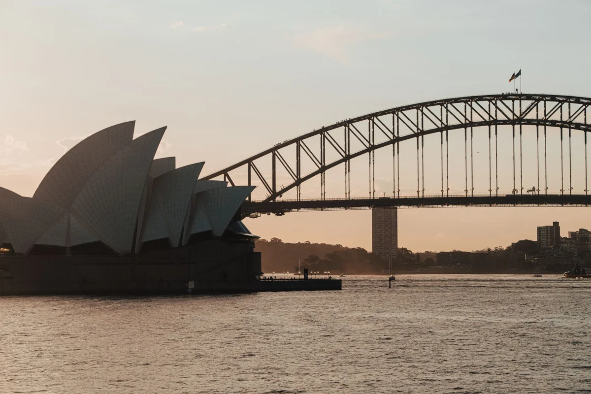 Sydney Opera House with harbor in the foreground