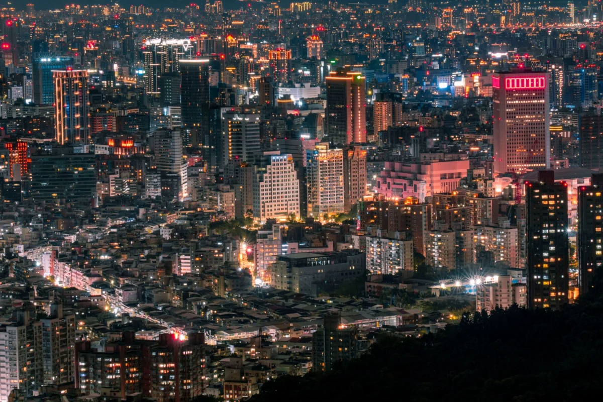 Stunning night sky view of Taipei's cityscape
